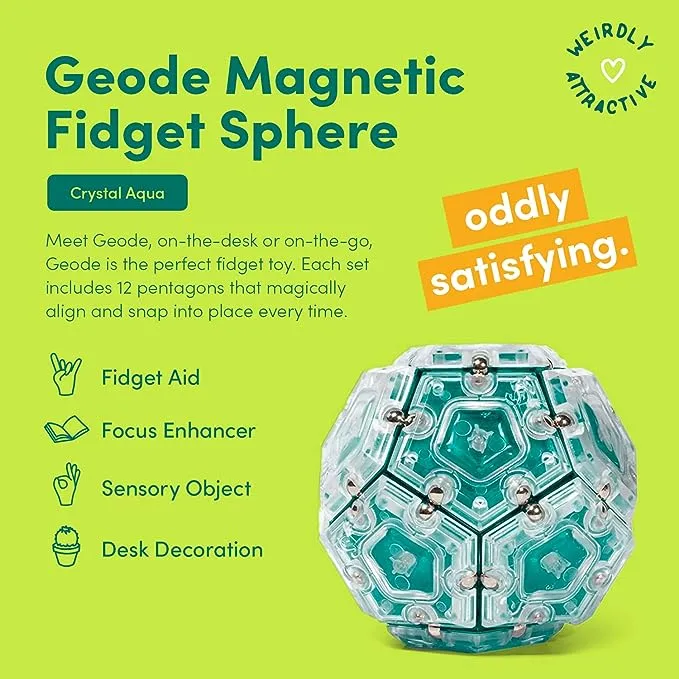 Speks Geode Magnetic Fidget Sphere – Adult Fidget Toys for the Office or On-the-Go – 12-Piece Set – Peridot