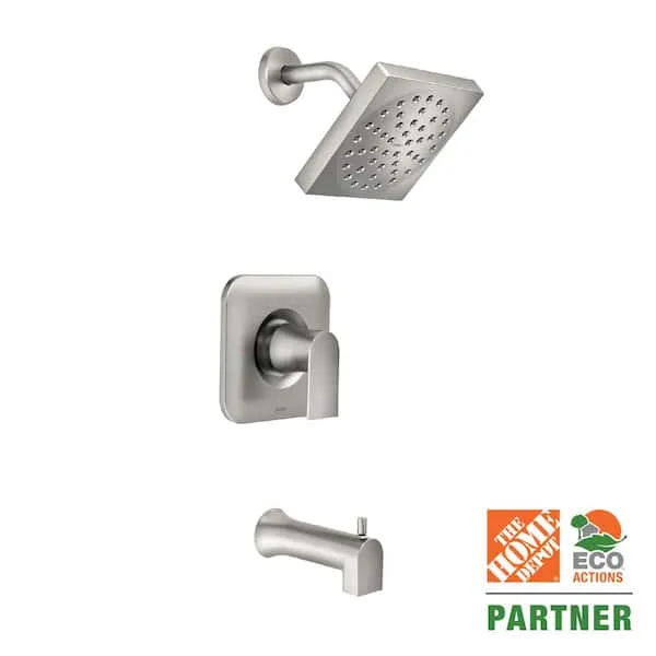 Moen Genta Single-Handle 1-Spray Tub and Shower Faucet in Spot Resist Brushed Nickel (Valve Included)