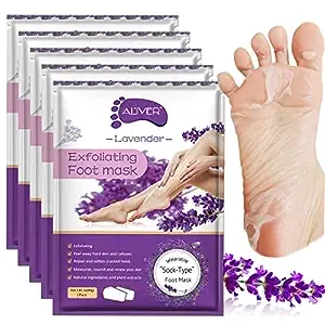 Foot Peel Masks for Dry Cracked Feet 5 Pack,Exfoliating Foot Mask, Natural Exfoliator for Dead Skin, Callus, Repair Rough Heels for Men Women,Make your Foot Baby Soft in 7 Days, AlIVER (4" - 12")