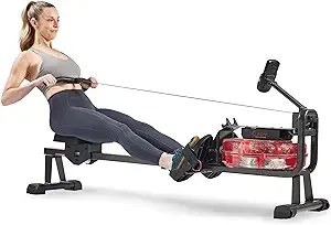 Sunny Health & Fitness Hydro Compact Water Rowing Machine with 6-Level