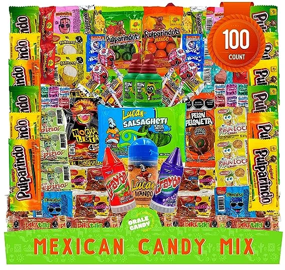 Mexican Candy Mix Assortment, Dulces mexicanos, Includes Vero mango, Salsaghetti, Peloneta, Pelon pelo rico, bulk candies, pulparindo, candy box variety pack