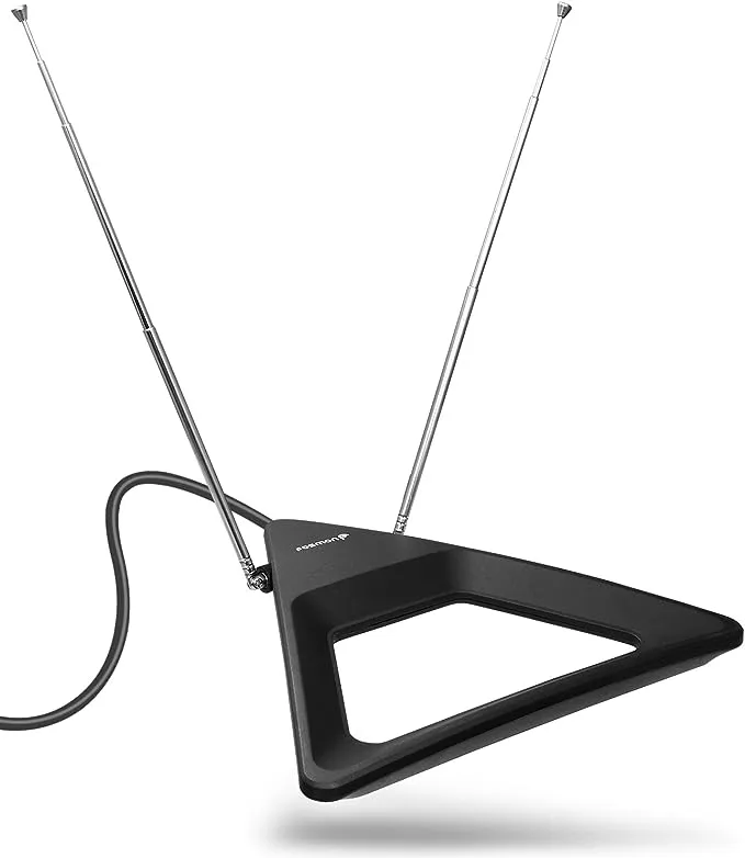 HDTV Antenna 25 Miles Range, Fosmon Indoor Rabbit Ear TV Antenna, Retractable ...