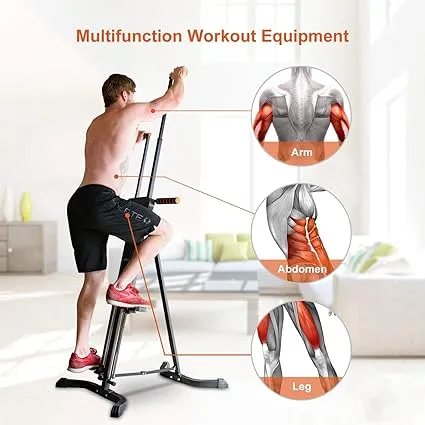 Vertical Climber Exercise Machine for Home Gym with 4 Metal Guide Rails Folding Exercise Climber Cardio Workout Machine 5-Level Heights Stair Stepper Newer Version, Easy to Assemble