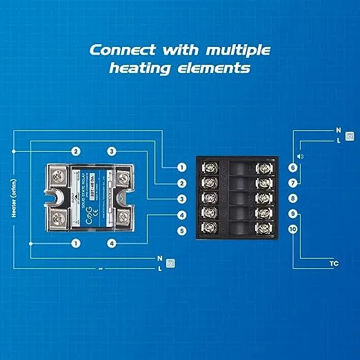 PID Temperature Controller Kit, CGELE Voltage AC 100~240V Comes with SSR 40DA Solid State Relay, K Type Thermocouple Sensor, and Black Heat Sink