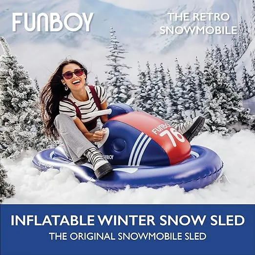 FUNBOY Winter Fun Inflatable Snowmobile, Single, Retro Single