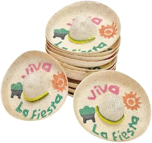 Mini Mexican Sombrero - Pack of 12, 2.25 Inches Wide Mini Hats for Cinco de Mayo Party for Bottles (12)