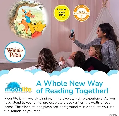 Moonlite Mini Projector with 4 Disney Princess Stories - A New Way to Read Stories Together - 4 Digital Stories with Light Projector - Disney Princess Toys and Gifts for Kids Ages 1 and Up