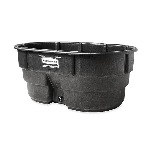 Rubbermaid FG424500BLA 150 Gallon Black Structural Foam Stock Tank with Oversized Drain Plug