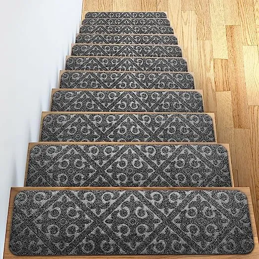 Carpet Stair Treads Set of 13 Non Slip Skid Rubber Runner Mats Rug Tread Indoor Outdoor Pet Dog Stair Treads Pads Stairway Carpet Rugs Brown 8" x 30"