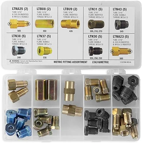 4LIFETIMELINES- 3/16" Metric Fitting Assortment Kit, Tube Nut, Union, Adapter, 9 Popular SKUs, 36 Pieces, 25 Tube Nuts, 4 Unions, 7 Adapters, Shatter Resistant Tackle Box, Brake Line Repair