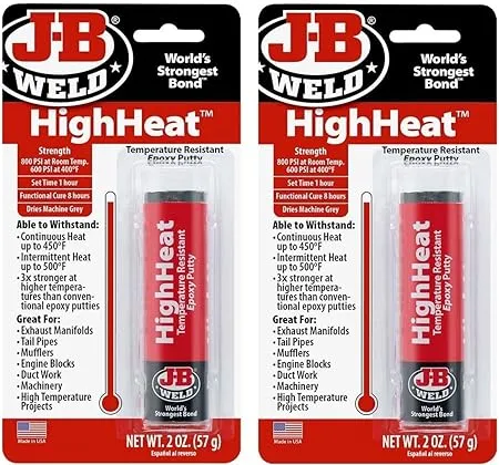 J-B Weld 8297 HighHeat 500 Degree Epoxy Putty-2 Pack