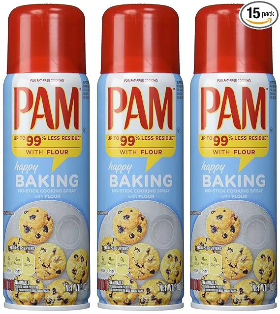 PAM Baking Spray with Flour 5 fl oz PACK , 15 Ounce, (Pack of 3)