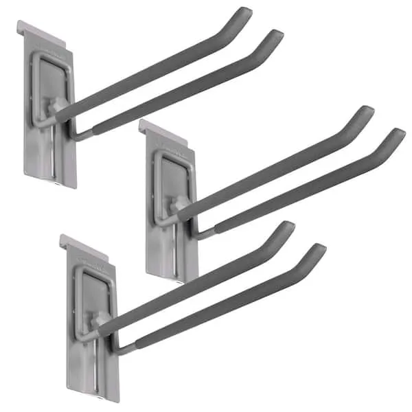 Slatwall 55 lbs. 8 in. Locking Double Hook (3-Pack)