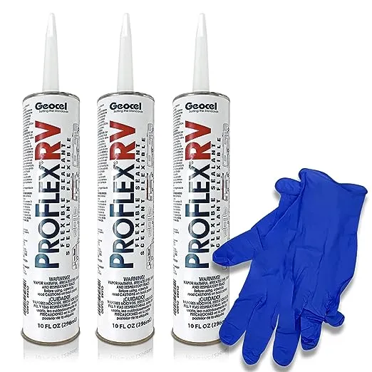 Geocel 28100 Proflex RV Sealant Clear Pack of 3 with Biodegradable Gloves Bundle