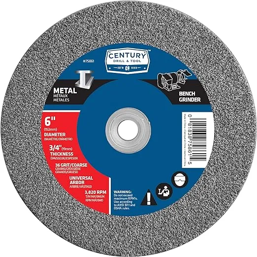 Century Drill & Tool 75861 Coarse Bench Grinding Wheel, 6"