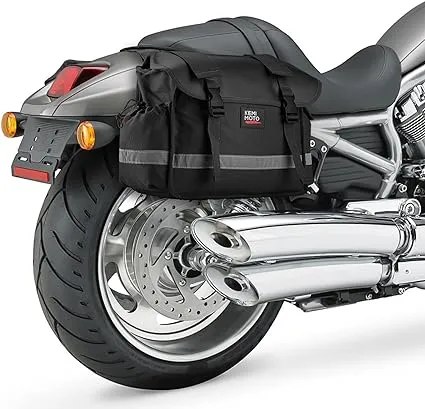 KEMIMOTO Motorcycle Saddle Bags, Middle-Sized Motorcycle Throw Over Saddlebags Scooter Panniers 30L Universal Compatible with Cruiser, Motorbike, Dirt Bike, Scooter