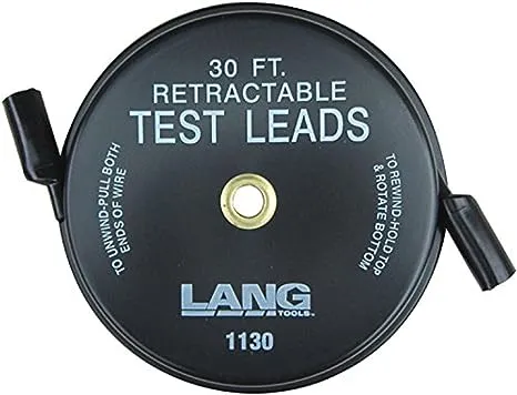 Lang Tools® 1130 - 30&#039; Retractable Test Leads with Insulated Alligator Clip