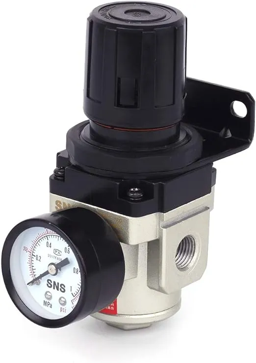 SNS Air Compressor Pressure Regulator With Bracket and Gauge Female Thread 1/4 NPT 0-150 PSI Adjustable AR2000-N02