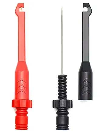 Wire Piercing Probe Clip, Automotive Diagnostic Test Lead Accessories Repair Tools Puncture Wire Back Probe Pins Testing Kit, Black and Red, 2 Pack