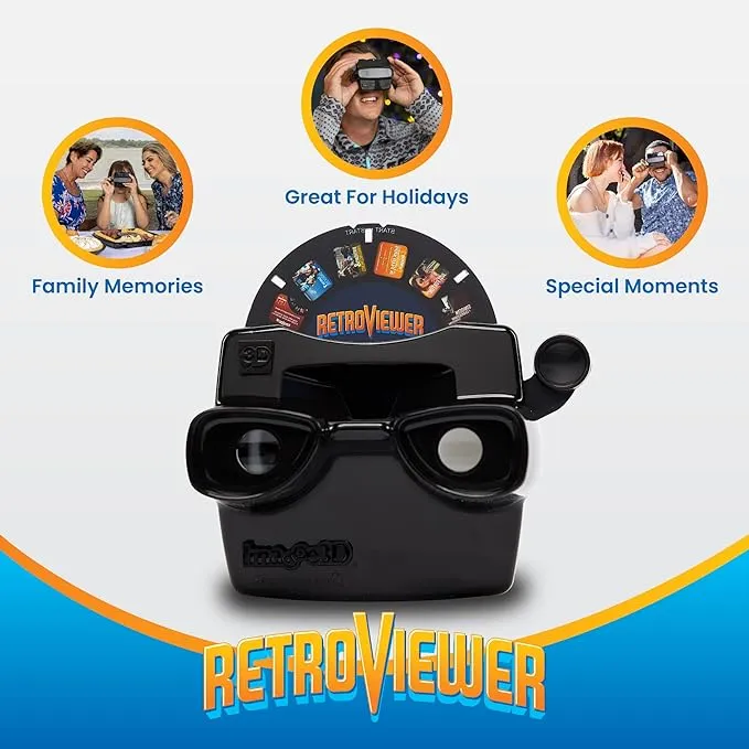 Custom Viewfinder Reel Plus RetroViewer - Viewfinder for Kids, & Adults, Classic Toys, Slide Viewer, Retro Toys, Vintage Toys, May Work in Old Viewfinder Toys with Reels (Blue)