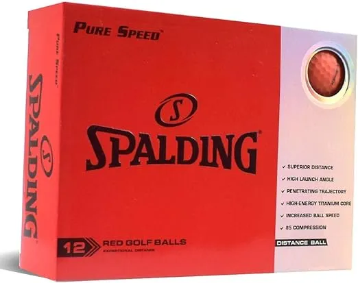 Spalding Pure Speed 12pk Red Golf Balls High Energy Titanium Core - New in Box