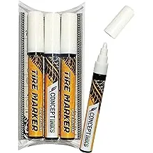 Premium Tire Marker Pens, White Waterproof Paint Markers For Car Tire Lettering, Made In Japan (3 Pack-White)