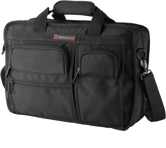 Alpine Swiss Conrad Messenger Bag 15.6 Inch Laptop Briefcase with Tablet Sleeve