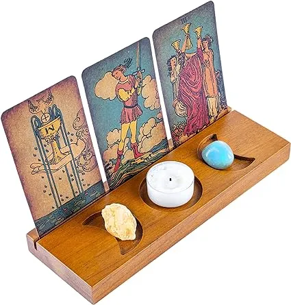 Curawood Tarot Card Holder Stand - Display Your Daily Affirmation Cards - Wooden Tarot Card Stand - Tarot Accessories - Tarot Board Altar Stand - Pagan & Wiccan Altar Supplies - Witchy Room Decor