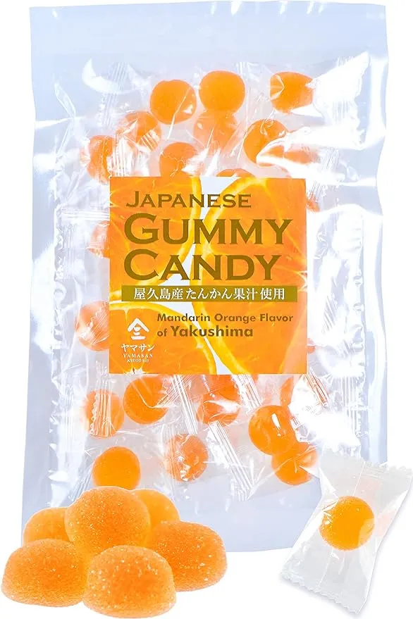 Japanese Candy - Mandarin Orange Flavor of Yakushima, Individually Wrapped, No Chemical Seasoning, Gluten and Fat Free Sweets (4.9OZ)【YAMASAN】