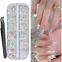 Jodie 750 Pcs 3D Nail Charms Aurora Rhinestones for Nails Mix Shapes Crystals ...