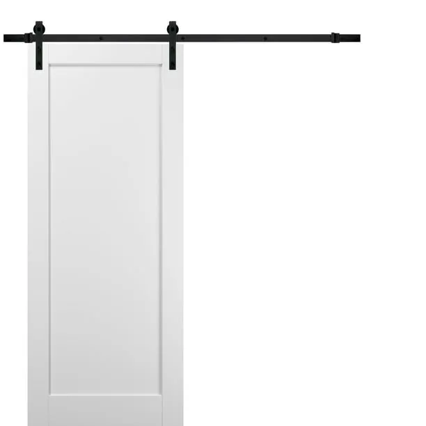 SARTODOORS 42-in x 96-in White Wood Solid Core Double Barn Door (Hardware Included) | 4111BD-B-WS-4296