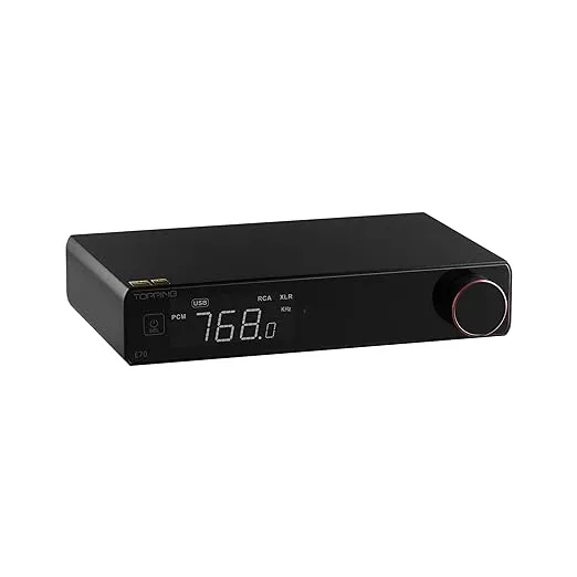 Topping E70 DAC Preamp Audio Decoder- ES9028PRO Bluetooth5.1 LDAC Hi-Res XU316 32Bit/768kHz DSD512 BT/USB/Coax/Opt Inputs RCA/XLR HiFi Stereo Digital-to-Analog-Convertor (Black)