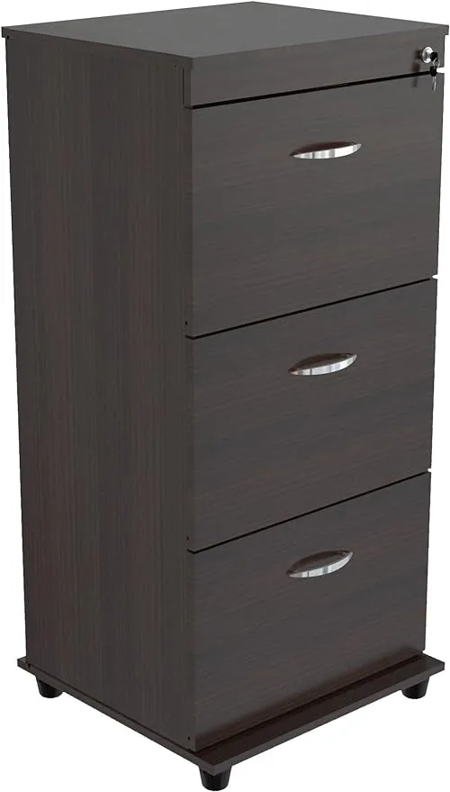 Inval America Uffici 3-Drawer Modern Engineered Wood File Cabinet in Espresso