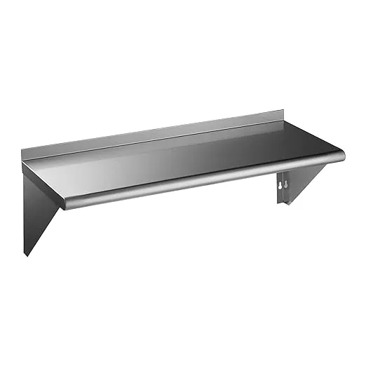 ROCKPOINT NSF Stainless Steel Shelf 12 x 24 Inches, 230 lb, Commercial Wall Mount Floating Shelving with Industrial Grade Metal for Restaurant, Kitchen, Home and Hotel