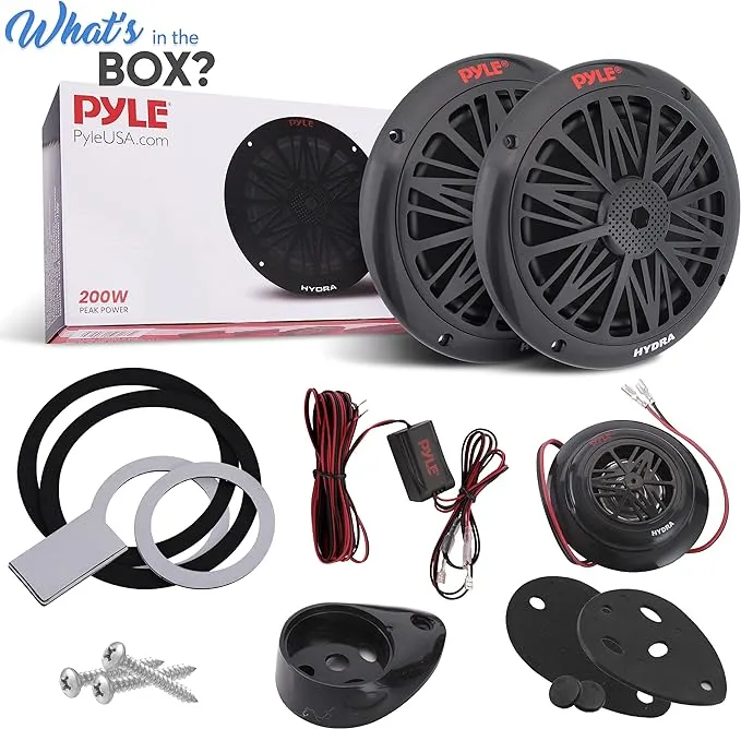 Pyle PLMR6KB 200 Watt Marine Boat Speaker System Weather Proof Dual 2 Way