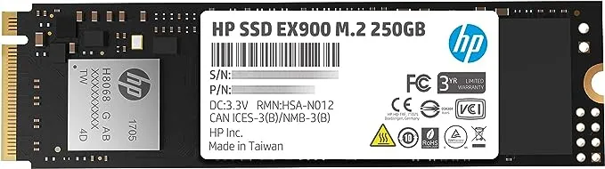 HP EX900 M.2 500GB PCIe 3.0 X4 Nvme 3D TLC NAND Internal Solid State Drive (SSD) - 2Yy44Aa#ABC