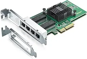 Gigabit 4 Port NIC with Intel I350-AM4 Chip, Quad SFP Ports 1Gb Network Card Compare to Intel I350-F4 NIC, PCI Express 2.1 X4, Ethernet Card with Low Profile for Windows/Windows Server/Linux