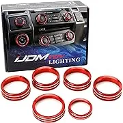 iJDMTOY 6pc Sports Red Aluminum Air Conditioner Stereo Volume/Tune Trailer/4WD Switch Knob Ring Covers Compatible with 2016-2020 Ford F-150iJDMTOY 6pc Sports Red Aluminum Air Conditioner Stereo Volume/Tune Trailer/4WD Switch Knob Ring Covers Compatible w