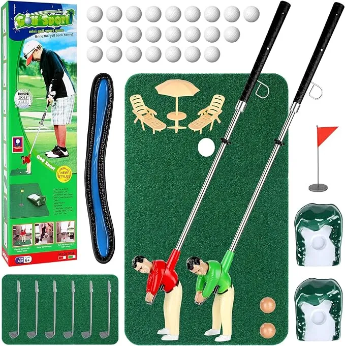 Wassteel Mini Golf Toys for Kids/Adult, Retirement Gift Two Mini Golfers for Parent-child Interaction, Fun Play Golf Indoor G