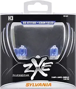 SYLVANIA - H3 (64151) SilverStar zXe Fog High Performance Halogen Fog Light Bulb - Bright White Light Output, HID Attitude, Xenon Fueled Technology (Contains 2 Bulbs)