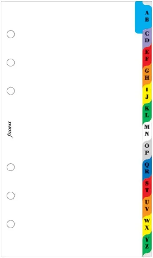 FILOFAX A-Z 2 Letter Colored Index for Personal & Personal Compact Organizers (B131608)