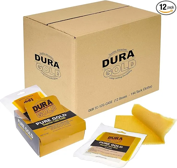 144 Dura-Gold Pure Gold Tack Cloths, Remove Dust Sanding Particles, Woodworking