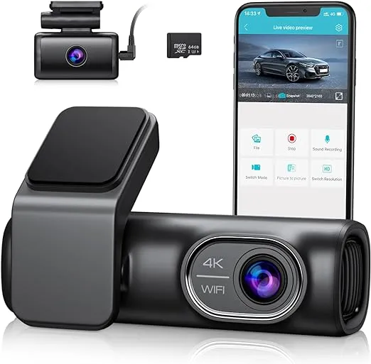 OMBAR Dash Cam Front and Rear 4K/2K/1080P+1080P 5G WiFi GPS, Dash Camera for Cars with Free 64G SD Card, Dual Dash Cam with WDR Night Vision, 24h Parking Mode,170°Wide, G-Sensor, Loop Recording, APP