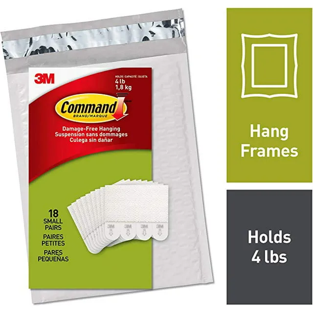 Command Small Picture Hanging Strips, 18-Pairs (36-Strips), Decorate Damage-Free, Easy to Open Packaging