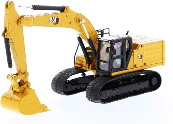 Diecast Masters Caterpillar M323F Railroad Wheeled Excavator with Work Tools (Cat Yellow Version), HO Scale Series | 1:87 Scale Diecast Collectible Cat Trucks & Construction Equipment, Model 85656