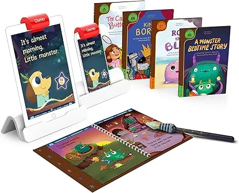 Osmo - Reading Adventure-Advanced Reader Kit for iPad & iPhone + Access to 4 More Books - Ages 5-7 - Builds Reading Proficiency, Phonics, Fluency, Comprehension & Sight Words Base IncludedUS ONLY