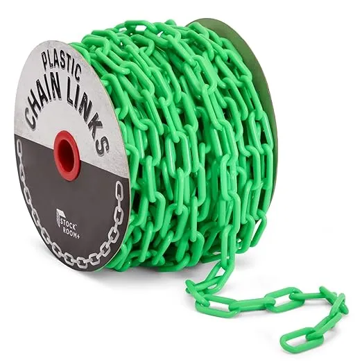 100 FT 2&#034; Neon Green Plastic Safety Chain Barrier, Parking Event Crowd Control