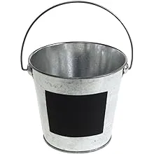 ESC05 Galvanized Metal Bucket with Chalkboard Label, Silver