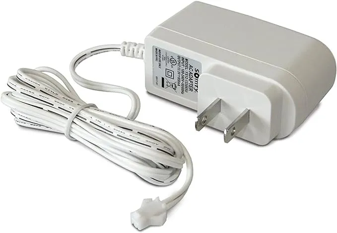 Somfy Sonesse Charger Plug-in for ST30 & R28 Motors - Compact Lithium-ion, 8-Hour Charge, 100-240V Input, 13.3V Output, Extended Cable - #9020672