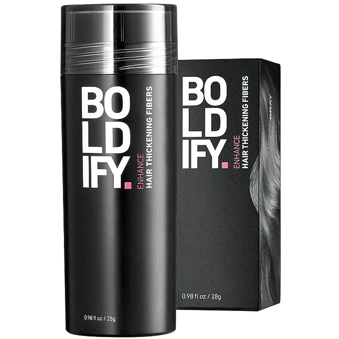 BOLDIFY Hair Fibers (28g) Fill In Fine and Thinning Hair for an Instantly Thicker & Fuller Look - Best Value & Superior Formula -14 Shades for Women & Men - GREY